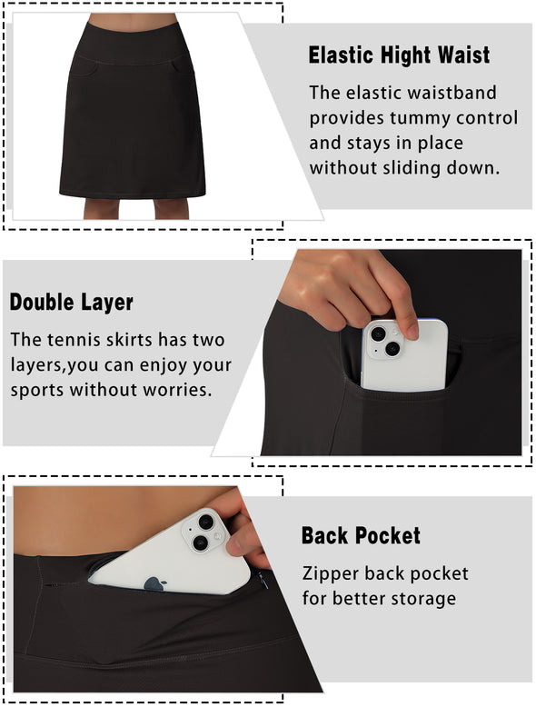 Women's 25" Midi Length Skorts Skirts with 3 Pockets Modest Skirts Women's  Knee Length Skort