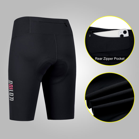 4D Padded Bike Shorts Women with Zipper Pockets Cycling Bicycle Biking Riders Shorts for Long Distance